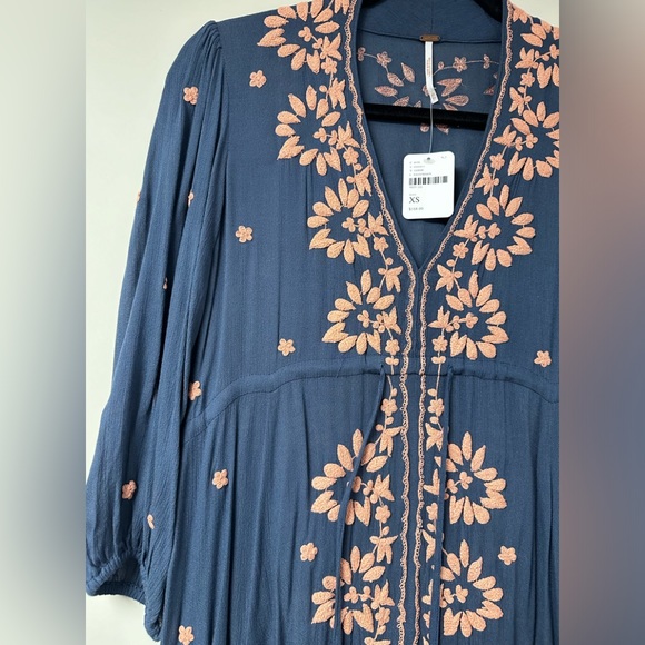 Free People Embroidered Fable Midi Dress Size XS - Picture 4 of 7